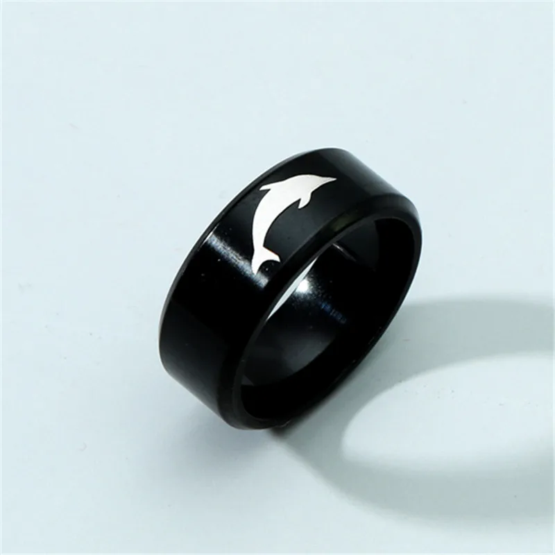 Fashion Dolphin 8mm Titanium Ring For Men And Women