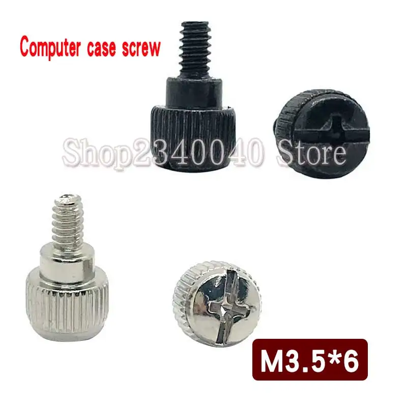 6# Computer Case Screws Black/Silver PC Case Cooling Fan Toolless Adjustment Screw Hand Tighten Thumb Screw M3.5