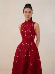 Tailor shop rot chrysantheme spitze kleid weibliche licht luxus kleid Semi-Formale Kleider prinzessin kleid