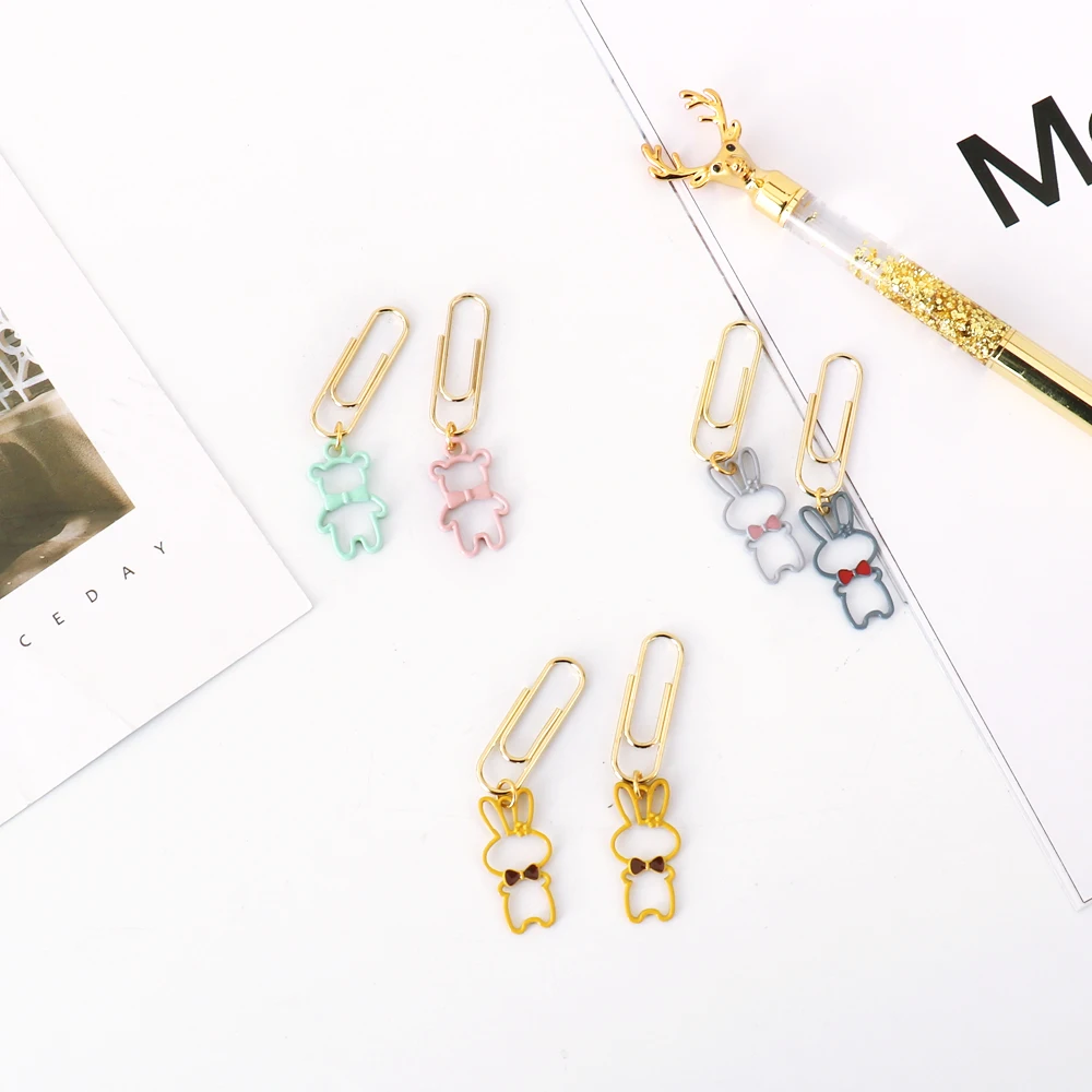 TUTU 5pcs/lot original creative suquin candy office school metal index bear rabbit paper clips stationery supplie H0370