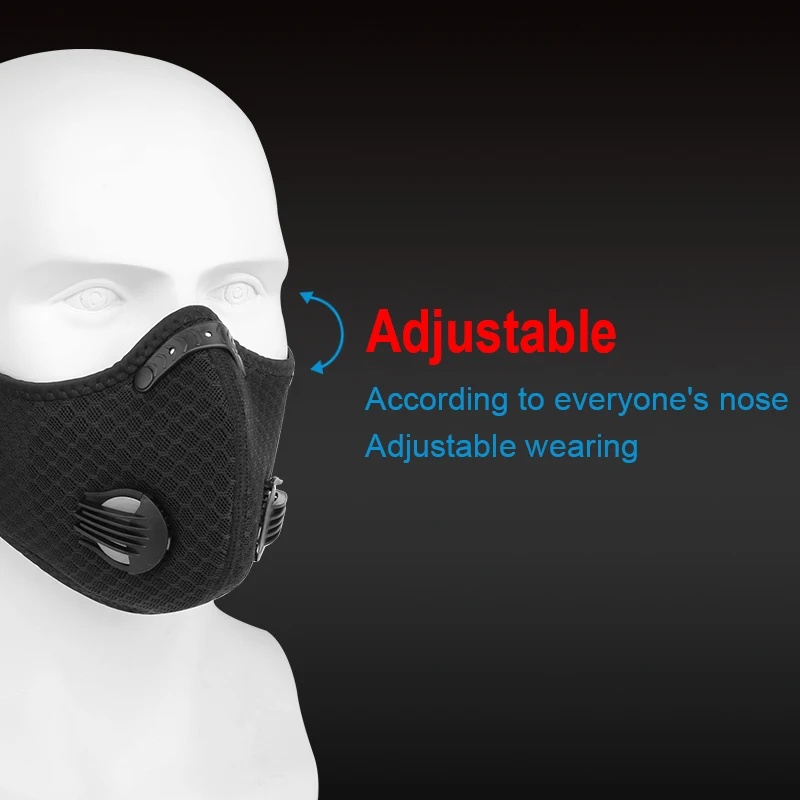 Cycling Face Mask with Filters Anti-Pollution Cycling Mask Activated Carbon Breathing Valve Bike Mouth Caps Mascarilla