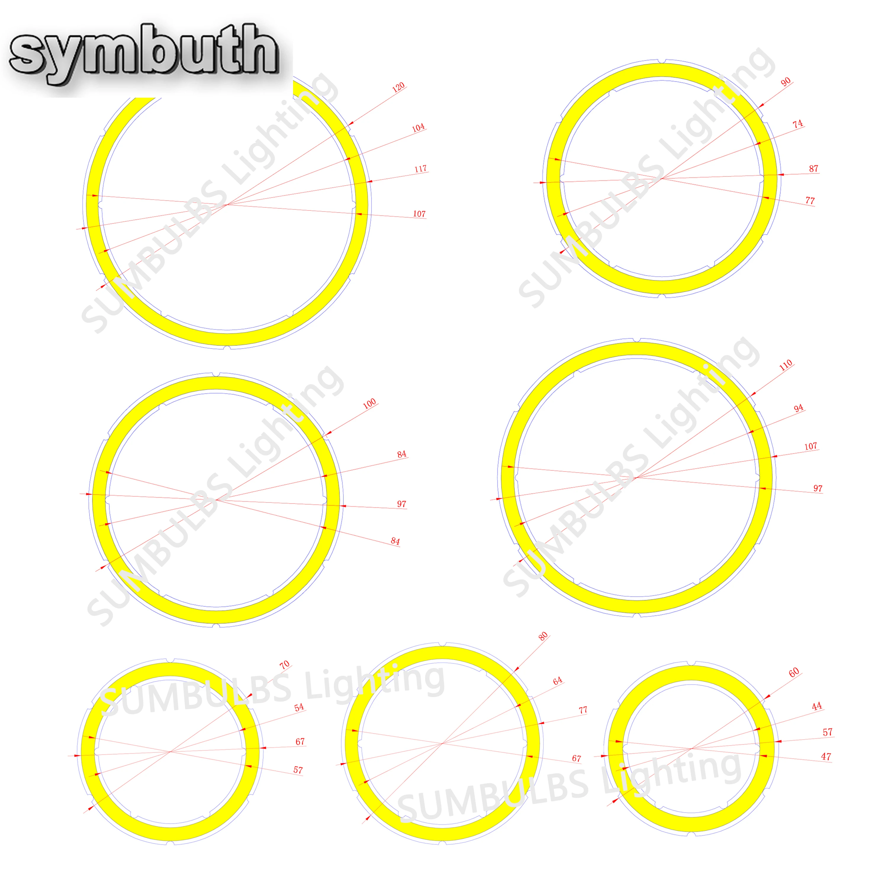 New Arrive Annular LED COB Bulb Light Source Ring 60-120mm Dimmable Angel Eyes Chip with Dimmer Remote Controller Lamp