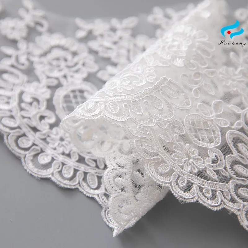 1Yard European-style Pure white ivory Lace Fabrics Wedding Veil Tiara DIY Handmade Jewelry Cording Trims Flower 20cm