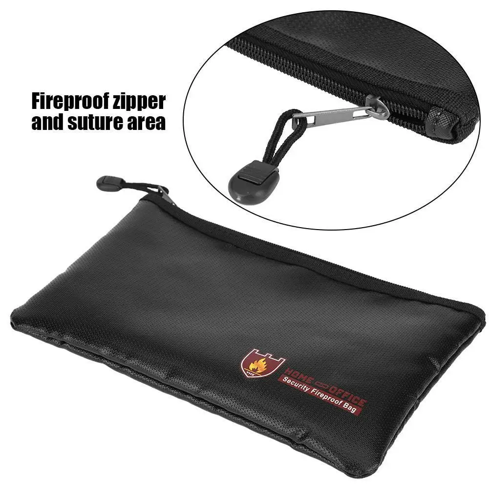 Zipper Folder Fireproof Document Bag Fire Resistant Waterproof Envelope Pouch Safe for Documents Passport Money Files