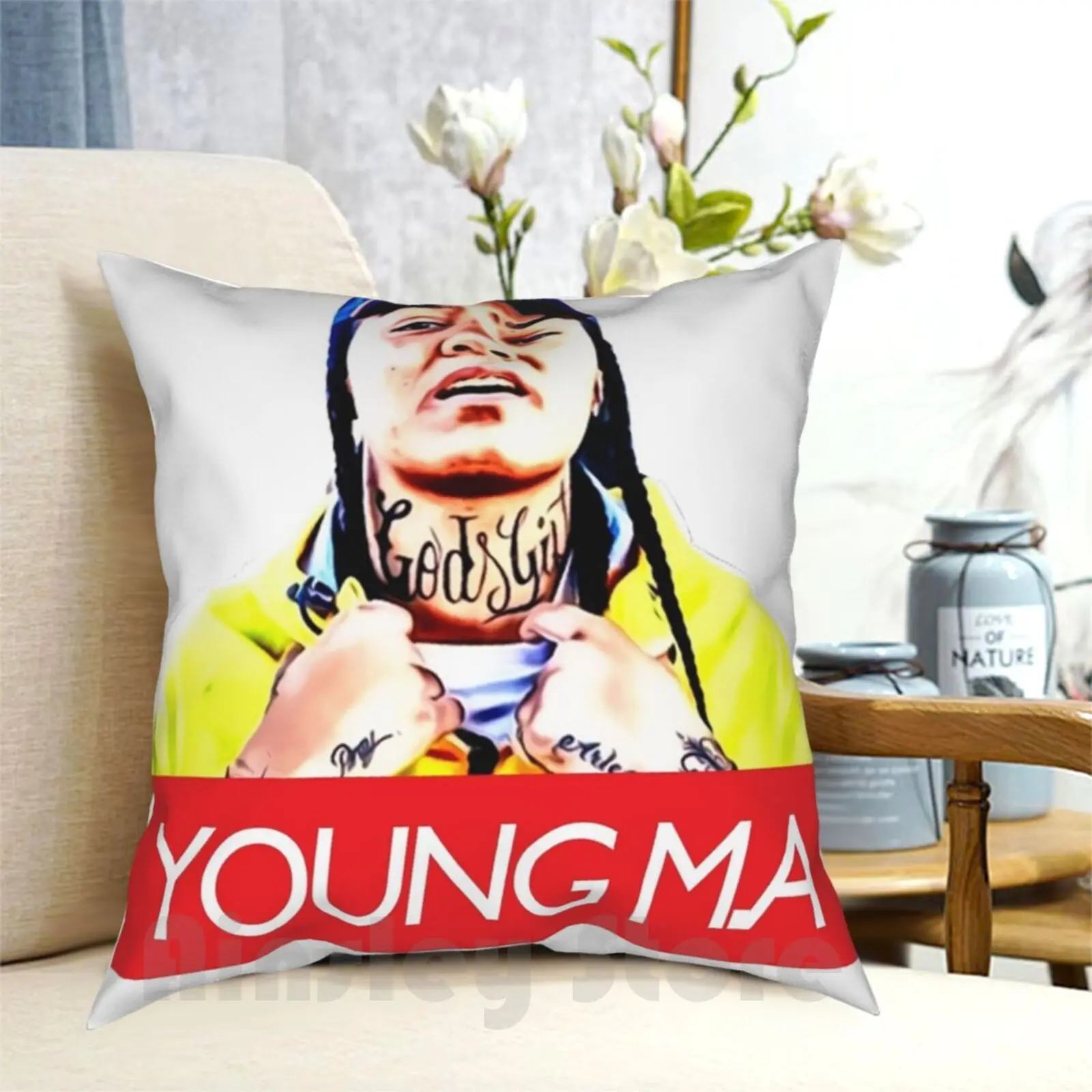 Young M.A Pillow Case Printed Home Soft DIY Pillow cover Young Ma M A Ooouuu Rapper Music Girls Thot Hoe Hip Hop Brooklyn