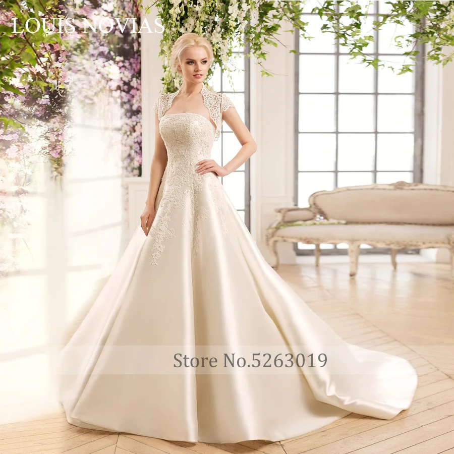 LOUIS NOVIAS Neue Satin Master Hochzeit Kleid Elegante Champagner Polar Ausgekleidet Haut Schwanz Luxus Europäischen Rohr Top Einfache Schal