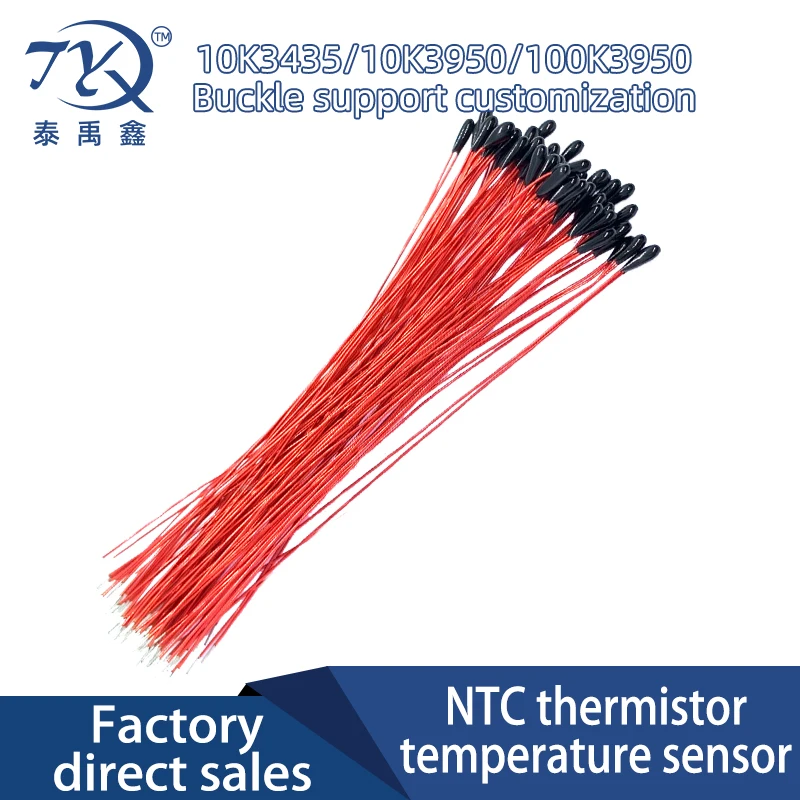 MF52B NTC Thermistor Temperature Sensor B3435 B3950 10K 100K 50mm 60mm 70mm 80mm 100mm Resistance Red