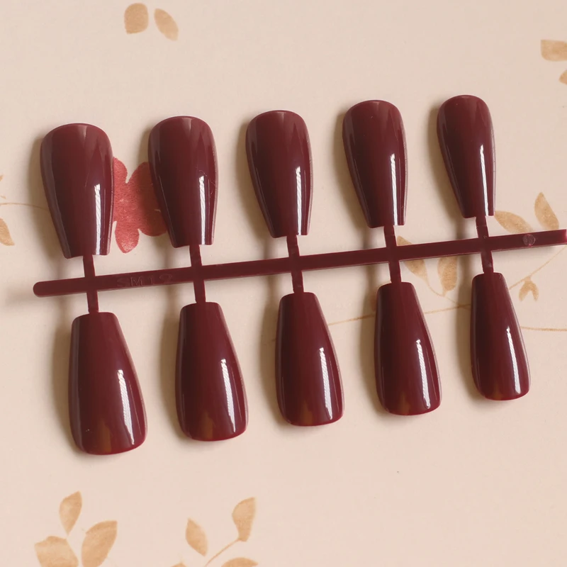 24pcs Latest Candy press on nails Long Ballet False Nails Sexy deek  Vampire color PP83