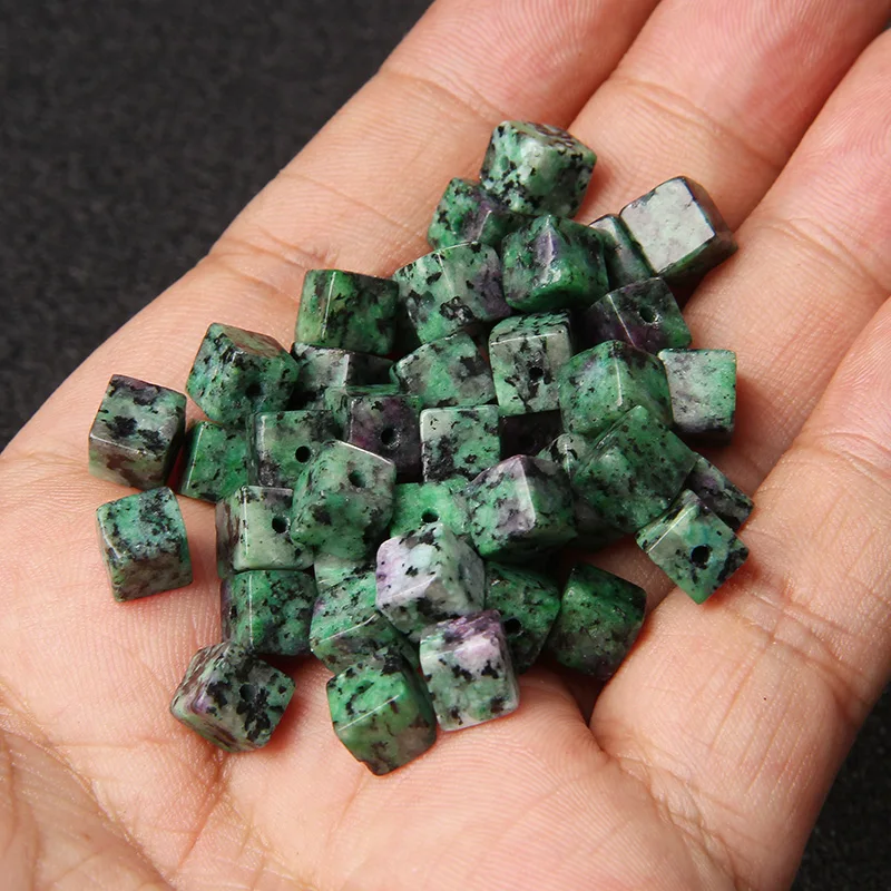 4 6 8MM Natural Stone Bead Square Epidote Stones Beads Green Zoisite Loose Spacer Beaded For Jewelry Making DIY Accessories