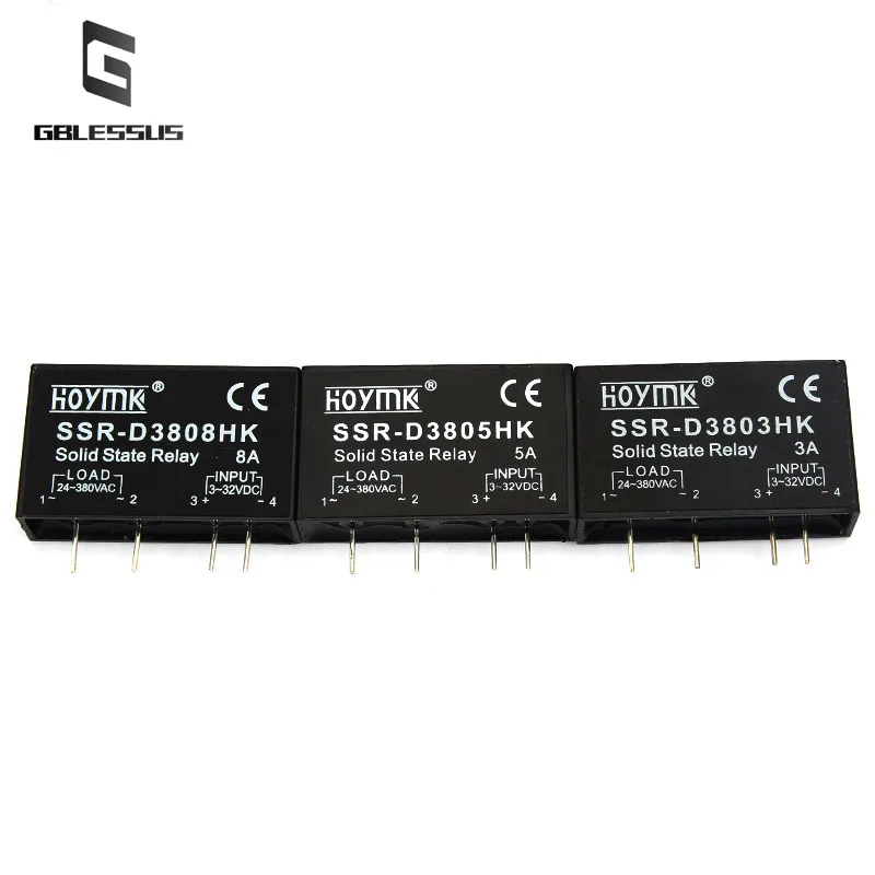 1pcs  PCB SSR-D3803HK D3805HK D3808HK Dedicated With Pins 3A 5A 8A DC-AC Solid State Relay