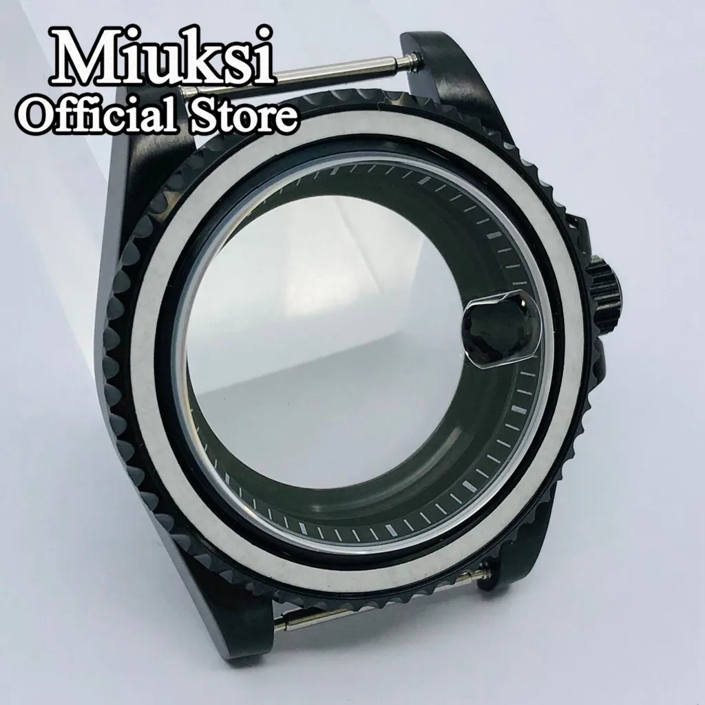 Miuksi 40mm black PVD case sapphire glass black white chapter ring fit NH35 NH36 ETA2824 Seagull ST2130 PT5000 movement