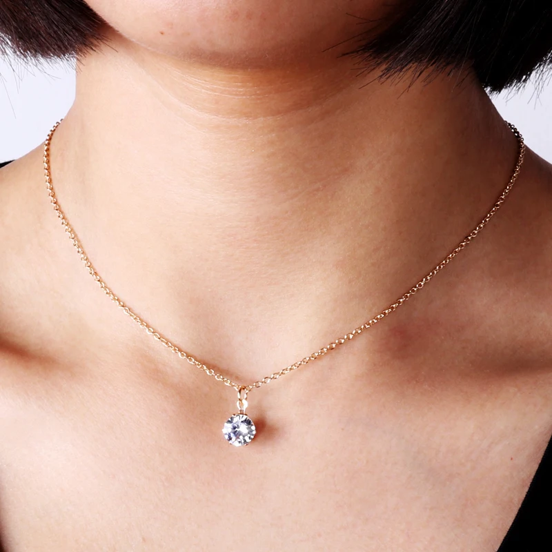Nowa dostawa złoty kolor mały kryształ wisiorki naszyjniki dla kobiet walentynki biżuteria Femme Bijoux Colliers Handmade