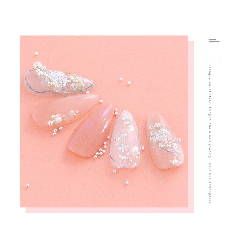 6 Fächer Nagelkunst Winzige Stahl-Kaviarperlen 0,8-1,5mm Gemischte Größen 3D-Design Roségold Silber Schmuck Maniküre DIY Dekoration – Detail 5
