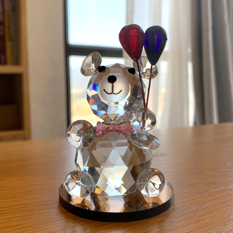 Crystal Bear Paperweight Car Ornament Decor Glass Animal Bear Figurines Home Table Wedding Decor Christmas Gift