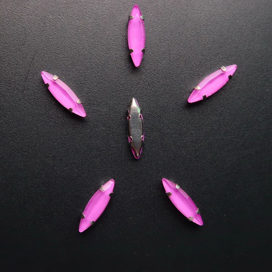 Pferdeaugenförmige Silber-Krallenfassungen, 50 Stück/Packung, 4*15mm, Jelly Candy Glas-Kristall, zum Aufnähen, Strassperlen, Kristalle, für Kleidung, DIY – Detail 20