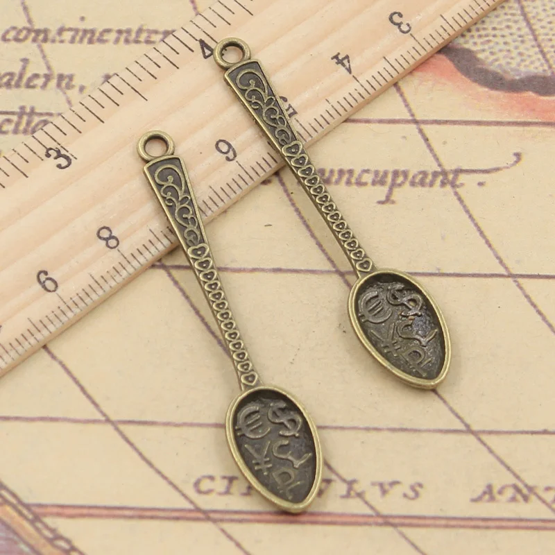 10 sztuk Charms dolar łyżka pieniądze 57x12mm tybetański brąz srebrny kolor zawieszki antyczne tworzenia biżuterii DIY Handmade Craft — zdjęcie 4