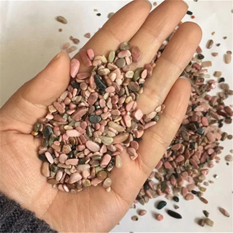 Natural gemstone gravel pink rhodonite chips crystals healing stones for garden decoration