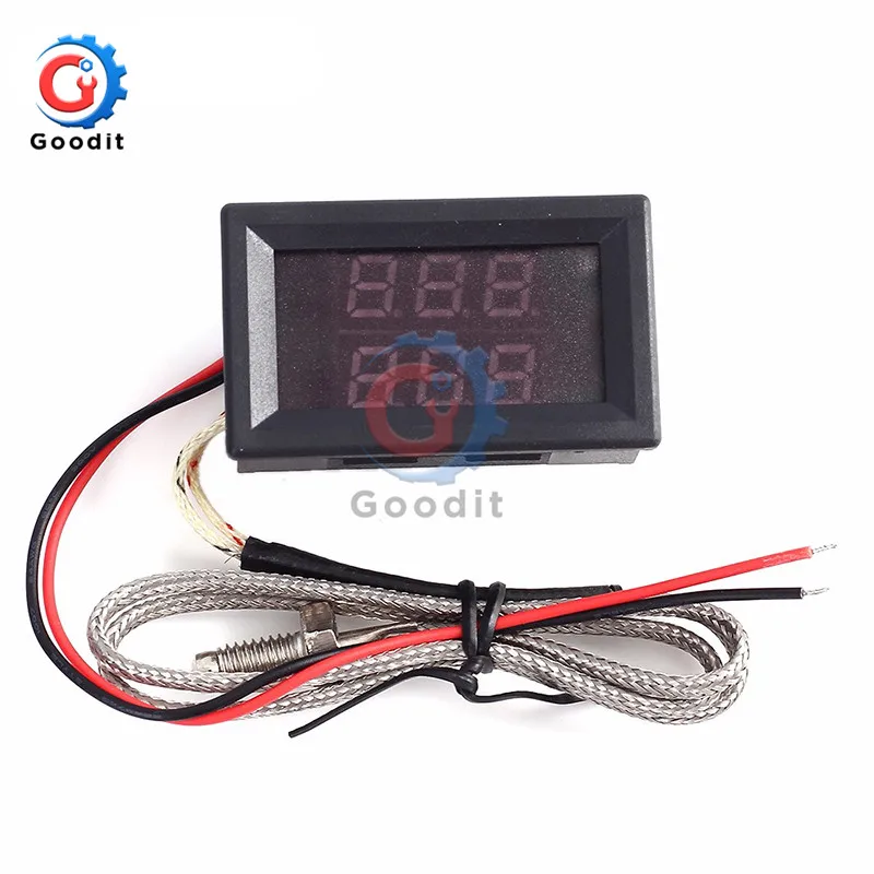 Dual Digital LED tube Display Thermometer K-type Industrial Thermocouple High Temperature Sensor Probe Thermograph Tester Meter