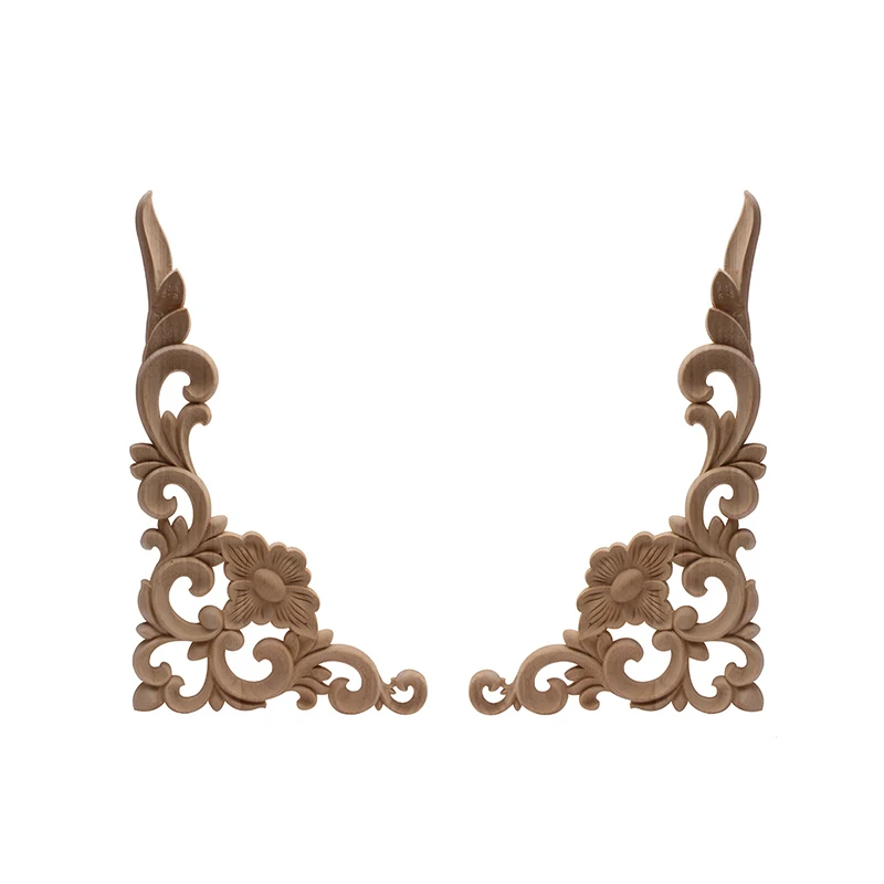 

Decoration Antique Long Rose Leaves Wooden Furniture Cabinet Corner Wood Applique Wood Decal Wood Figurines Home Decoration NEW