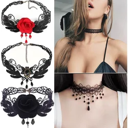 Böhmen Klassische Gothic Tattoo Schwarz Und weiß Spitze Choker Für Frauen Halskette Schmuck hochzeit Geschenk Großhandel