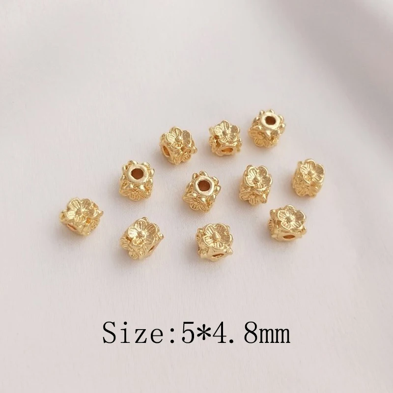 20PCS Beads for Jewelry Making Gold Plated Bracelets Flower Spacer Bead Charms for Jewelry Making DIY Brass Accessories