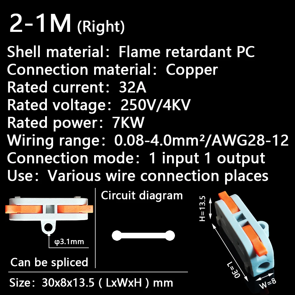 Mini Fast Wire Cable Connectors Universal Compact Conductor Spring Splicing Wiring Connector Push-in Terminal Block 2-1M