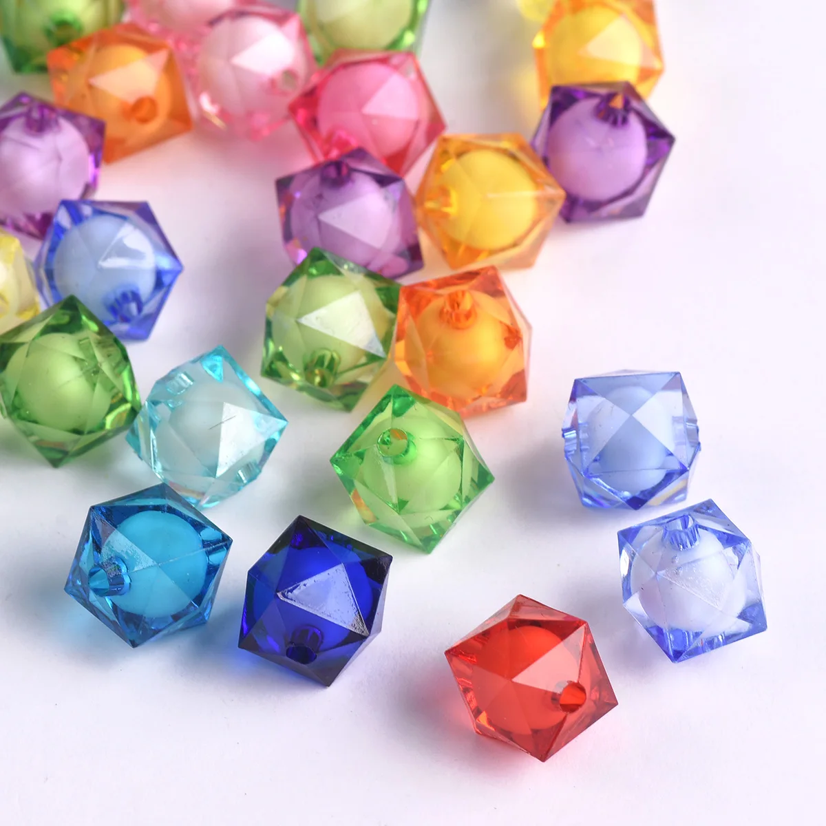 50pcs Cube 12 Angles 8mm 10mm 12mm Acrylic Plastic Loose Beads Wholesale Bulk Lot For Jewelry Making Findings