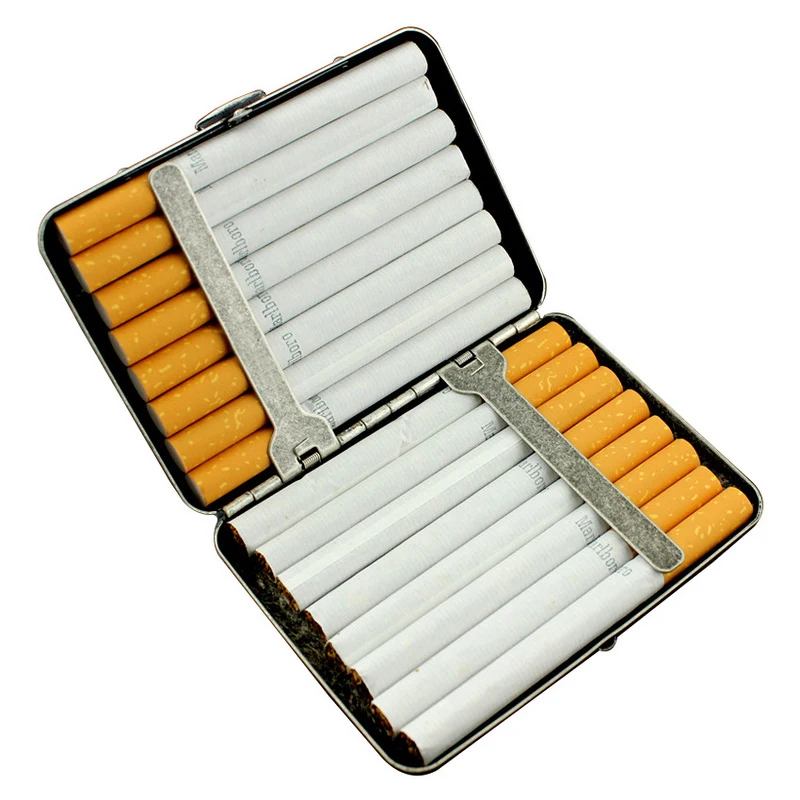 Retro Brass Cigarette Case Navy Flag Pattern Portable 12pcs Cigarettes Box Holder Smoke Tool Pocket Smoking Accessories with Gif