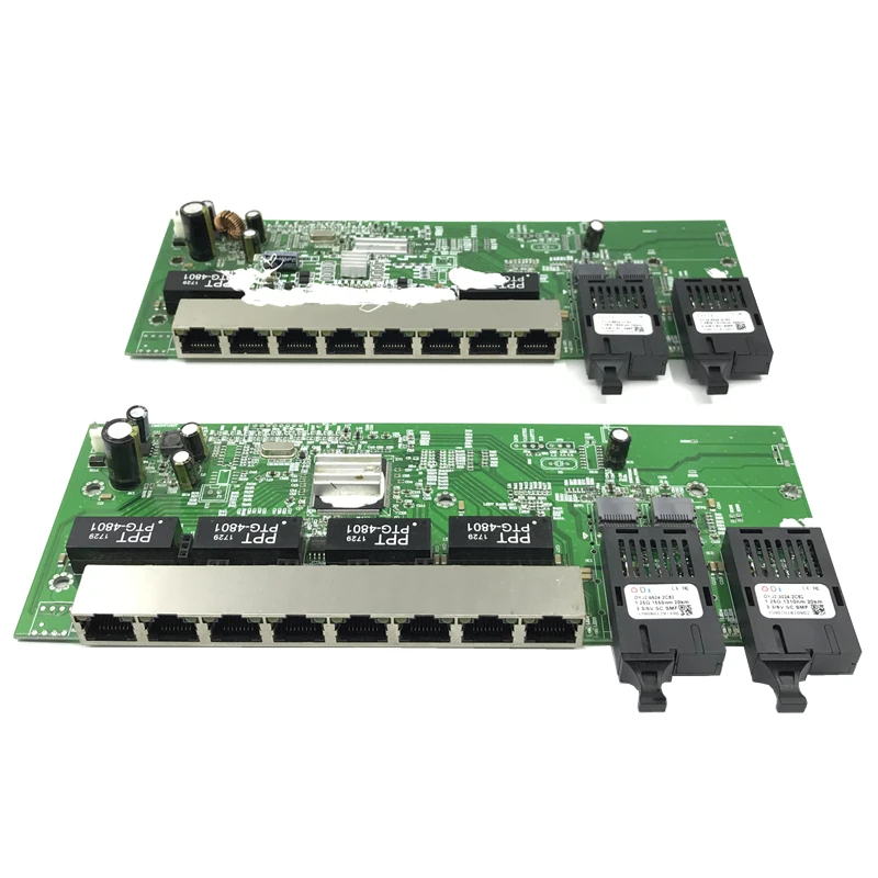 Reverse PoE 10/100/1000M Gigabit Ethernet switch  Fiber Optical Single Mode 8 RJ45 and 2 SC fiber Motherboard1.25G 20KM