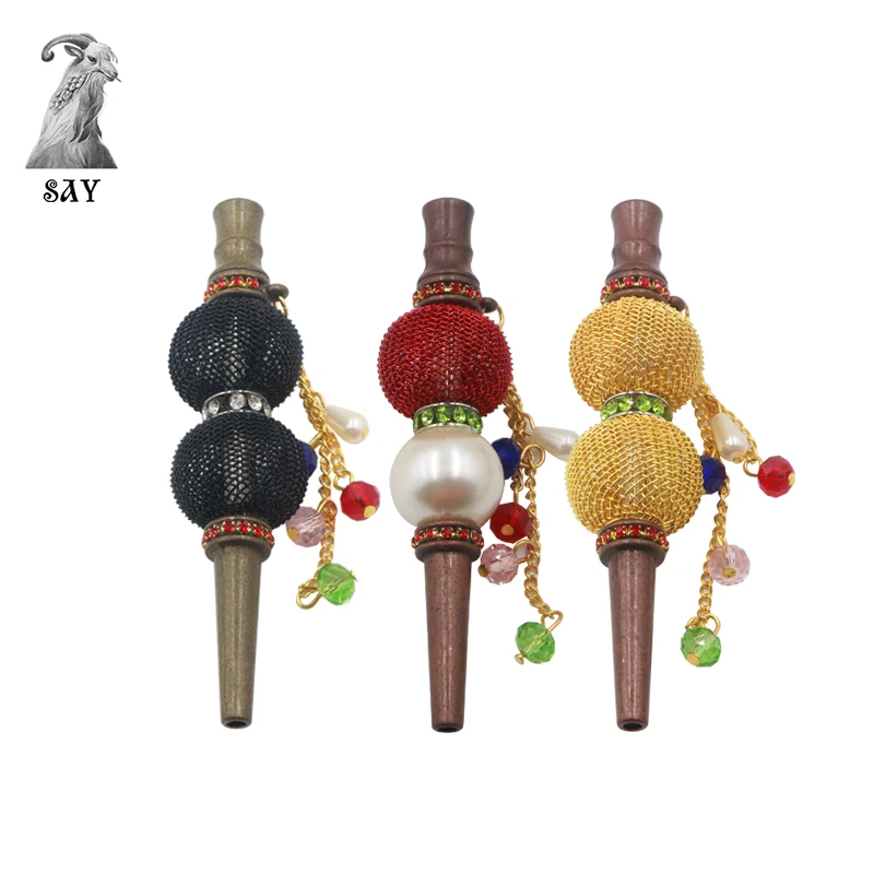 

SY 1PC Fashion Handmade Inlaid Jewelry Metal Hookah Mouth Tips Shisha Chicha Filter Tip Hookah Mouthpiece Mouth