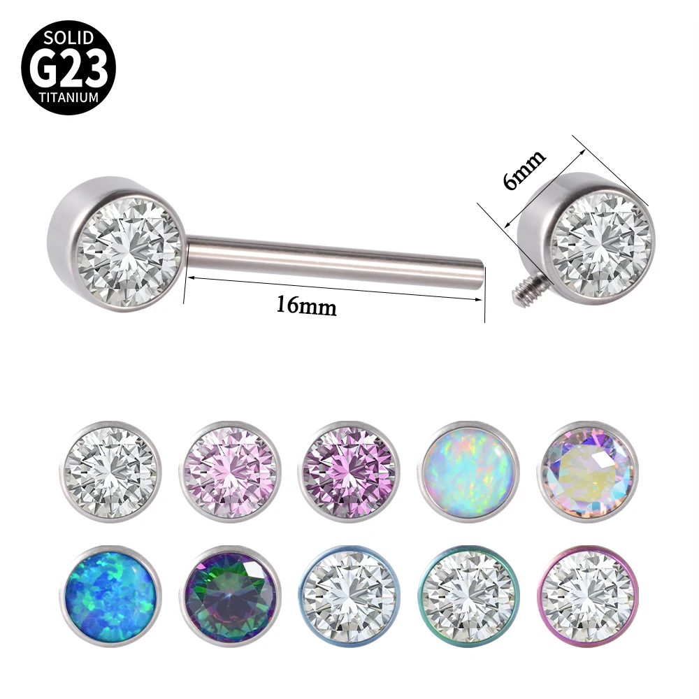 2PCS G23 Titanium Nipple Sexy Shield Bars Piercing Opal CZ Gem 14G Internally Thread Nipple Barbells Women Trendy Mamilo Jewelry