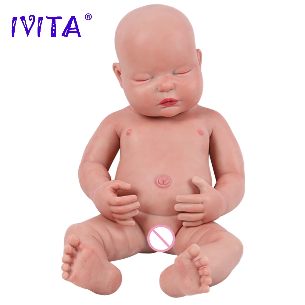 Send from US & China IVITA WB1510 47cm 18.5Inch 3700g Silicone Reborn Soft Dolls Realistic Lifelike Boy Closed Eyes Baby Toys