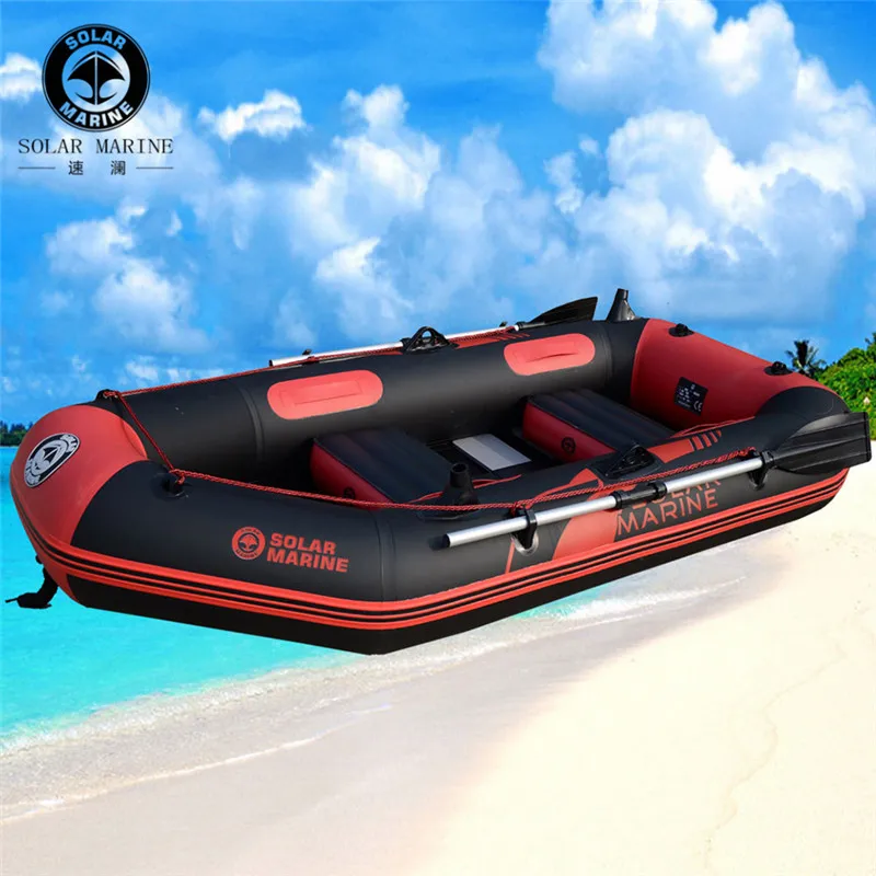 

4 Person 270cm Inflatable Rowing Boat Three-layer PVC Kayak Canoe Raft Dinghy Hovercraft Fishing Ship Diving Wooden Bottom