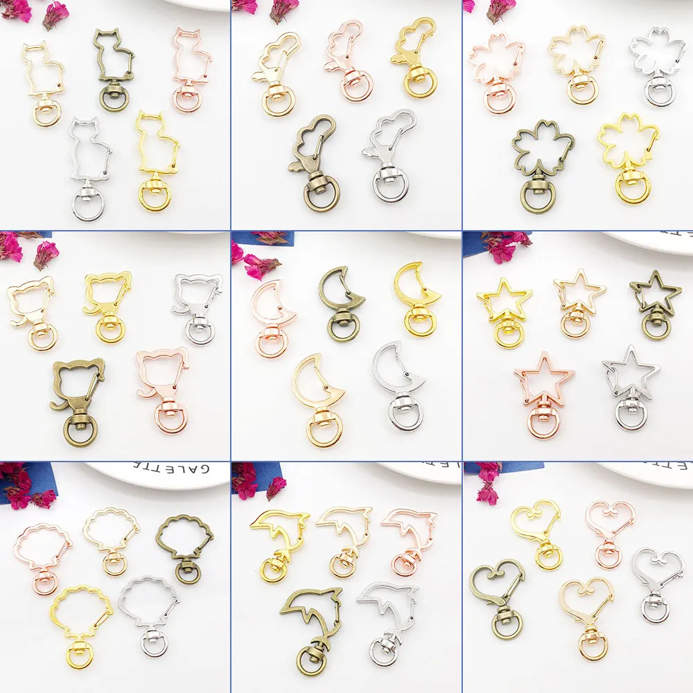 10pcs Keychain LobsterClasp ClipKey HookPersonalized Animal Carabiner Fashion Decoration Heart Shaped Cute Trinkets Accessories