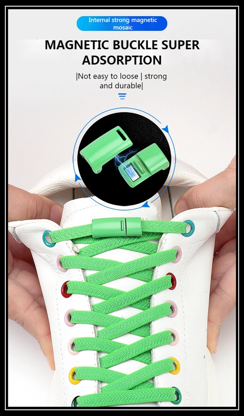 20 Farben Flache Schnürsenkel für Sneaker, Elastische Schnürsenkel ohne Binden, Schnelles An- und Ausziehen, Lazy Shoes Schnürsenkel Gummiband – Detail 4