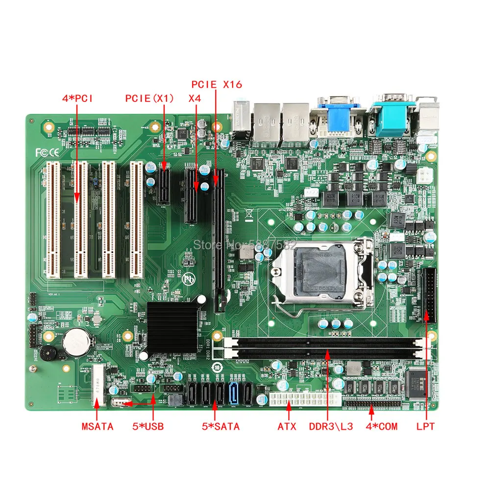 4 PCI ATX B75 Motherboard Support VGA/DVI, 6*COM, USB 3.0 LGA1155 CPU Socket