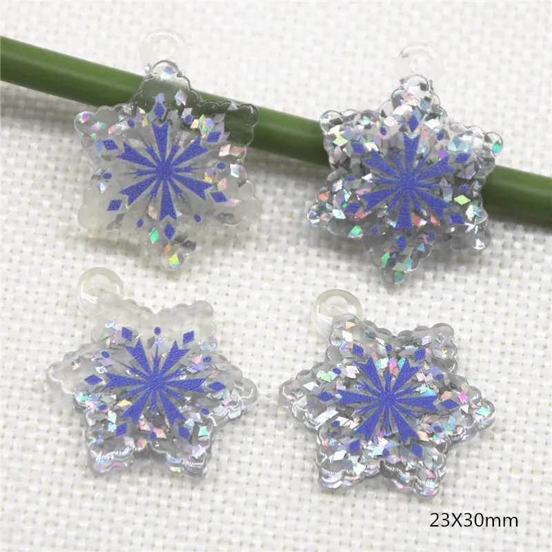 10pcs Resin Christmas Snowflake Flat Back Cabochon Art Decoration Charm Craft DIY Hair bow Center