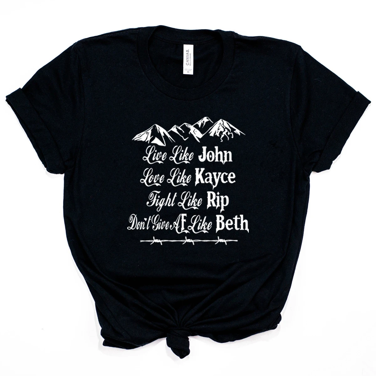 Live Like John Love Like Kayce Fight Like Rip Think Like Beth T-Shirt Funny Yellowstone Dutton Ranch Shirt TV Show Inspired Tops