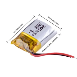 3.7V 150mAh 601417 Rechargeable Lithium Li-ion Polymer Battery Lipo for Mp3 Mp4 Mp5 PAD DVD E-book bluetooth headset headphone
