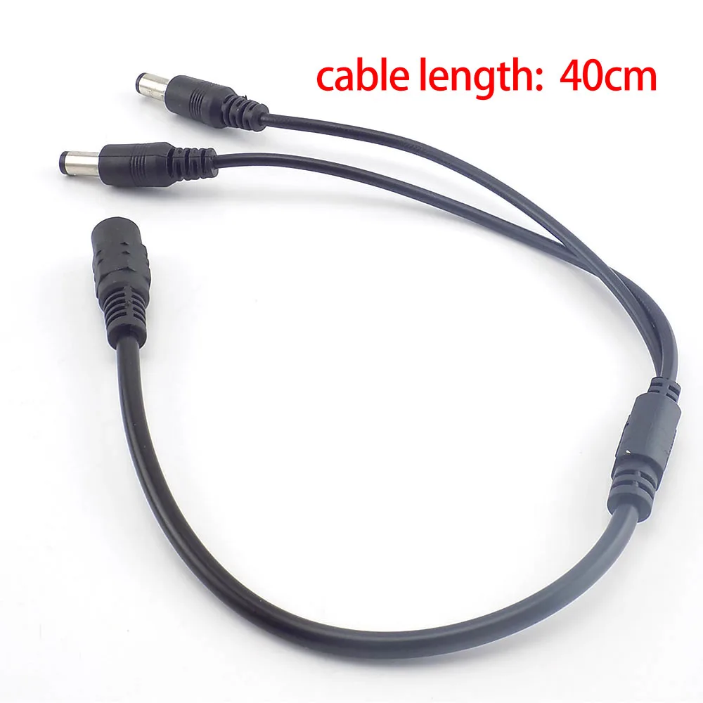 1 Female to 2 Male Splitter 2 way Plug connector Cable 5.5mm*2.1mm 12V DC Power jack Adapter Supply for CCTV Camera led strip