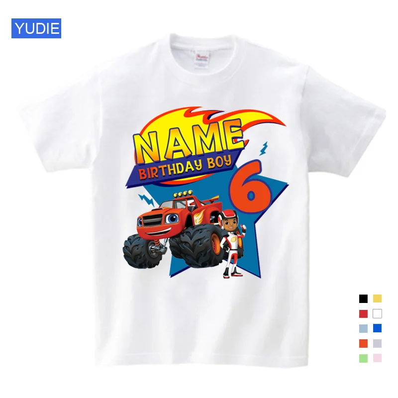 Boys Birthday T Shirt Custom Name Number Summer Racing Car Sport Children's Clothing Baby Boy Clothes Kids Clothes Boys 7 Years