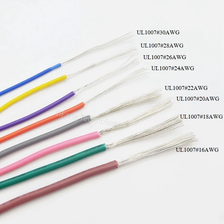 2 متر/5 متر سلك إلكتروني كابل نحاسي PVC معزول 14 16 18 20 22 24 26 28 30 AWG أبيض/أسود/أحمر/أصفر/أخضر/أزرق/بني UL1007
