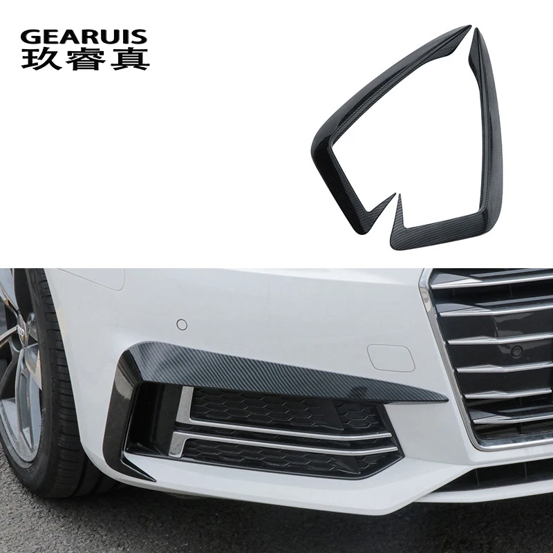 Car Styling Front Fog Lamp Wind Knife Cover Strips Trim For Audi A4 B9 2017-2019 Spoiler Air Knife Exterior Modified Accessories