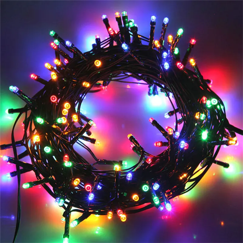 

2PCS/Lot 33FT 100 Leds Christmas String Light Black Wire Fairy String Light Outdoor Garland For Wedding Party Holiday Decoration