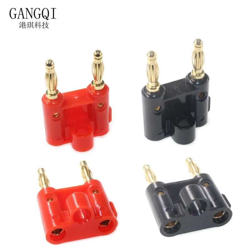 1PCS Gold-plated Double Row 4mm Banana Plug Cable Connector 4mm Dual Banana Audio Speaker Screw Cross Plug Wire Terminals