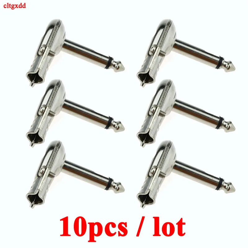 10pcs/lot 6.35mm Mono Jack Right Angle 2 Pole Male Plug Guitar Phono 1/4 Inch Plug for Guitar Effect Pedal Instrument