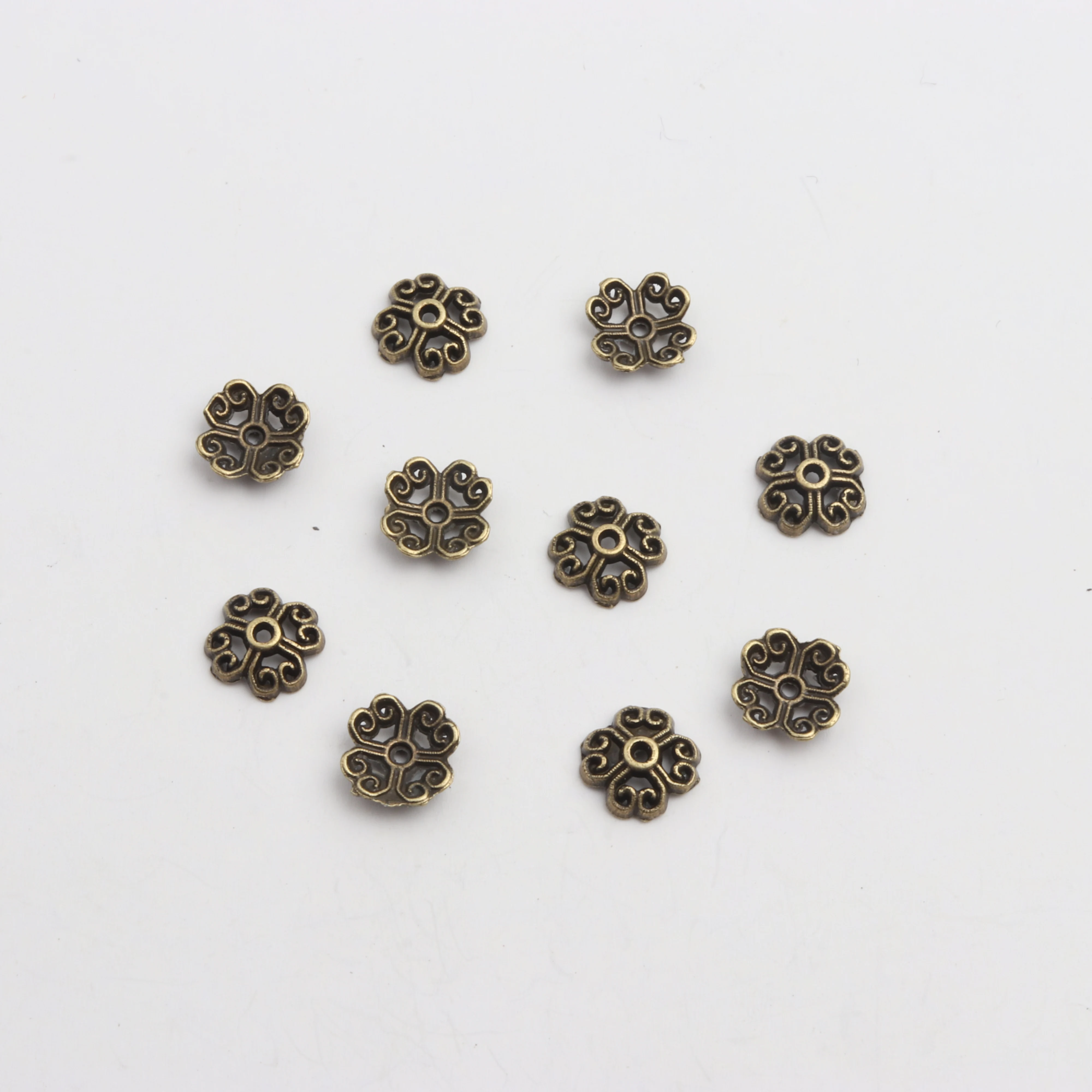 50pcs Antique Gold Sliver Bronze Copper Flower Torus Shape Alloy Metal Spacer Beads Cap For Jewelry making DIYCrystal Wholesale