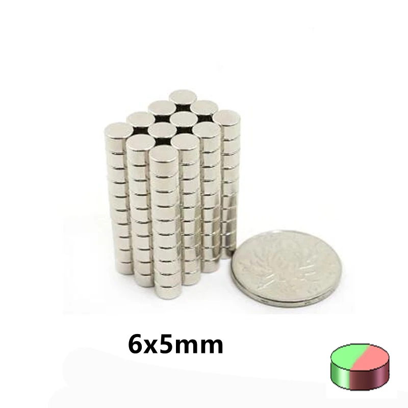 

NdFeB Magnet Diametrically Disc Dia. 6x5 mm Experiment Using N38 Brushless Motor Magents 50-100pcs Drop Shipping 6*5 mm