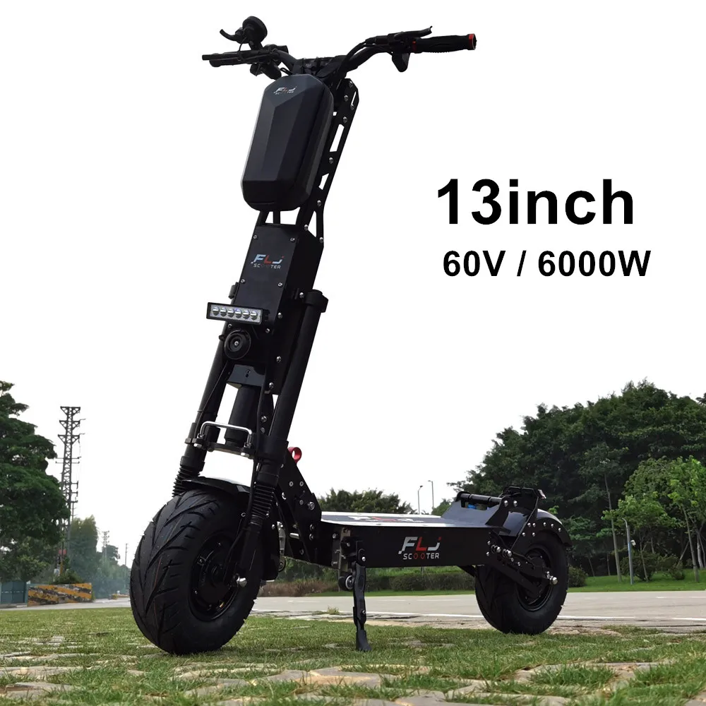 FLJ aggiornato 13 pollici ruote 60V 6000W E Scooter con 90-150km gamma velocità doppio motore e bici grasso pneumatico moto Scooter elettrico