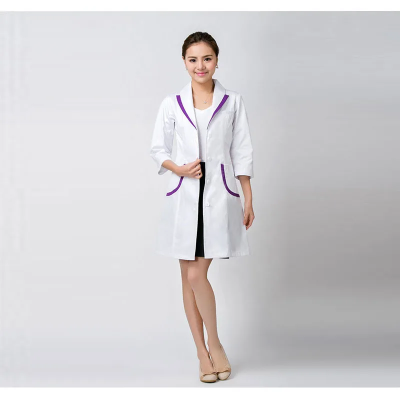 Dress Nurse Uniform Blouse Short Sleeve Loose White Splice Nurse Uniform Women Nurse Uniform Single-Breasted With Pocket